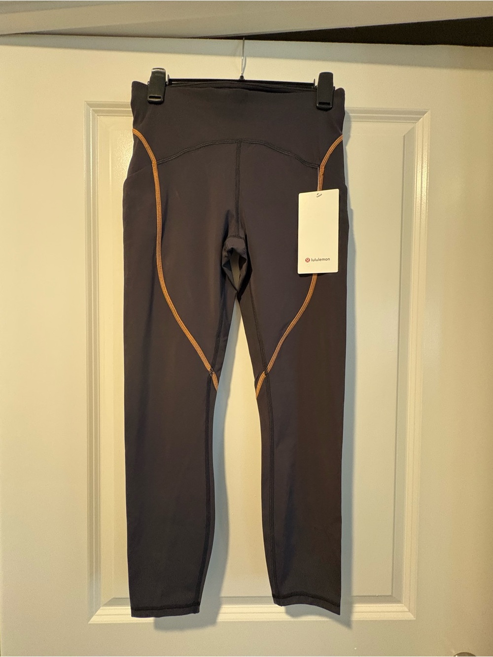 lululemon athletica Black Capri Leggings with Tan Contrast Stitching - Picture 2 of 6